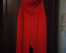 Qırmızı straplez tulum